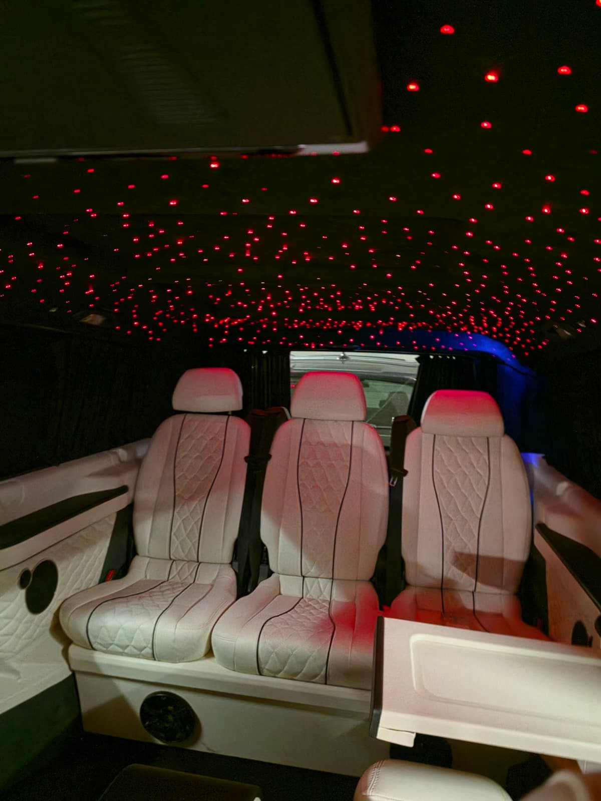 Premium VIP Bus - LED звезден таван и бял кожен интериор под наем в София